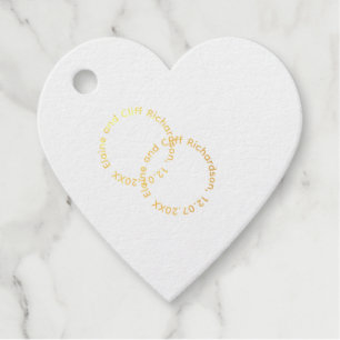 Elegant Wedding, gold written names, white & blue Foil Favor Tags