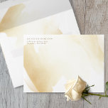 Elegant Wedding Golden Yellow Brush Strokes, Envelope<br><div class="desc">Elegant white and golden yellow watercolor brush strokes wedding envelope. Ability to add your name(s) and address on front top corner or to erase from text boxes to remove. The phrase "the Wedding Of" in graceful modern hand written calligraphy with couple's names on top back flap. Outside and inside in...</div>