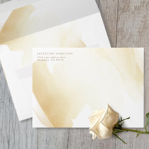 Elegant Wedding Golden Yellow Brush Strokes Envelope