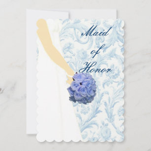 Elegant Wedding Gown Blue Maid Of Honor Card