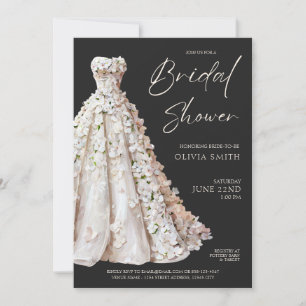 Elegant Wedding Gown Bridal Shower Invitation 