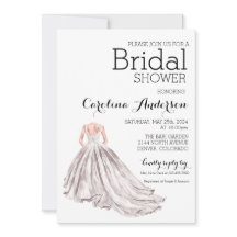 Elegant Wedding Gown Bridal Shower Invitation