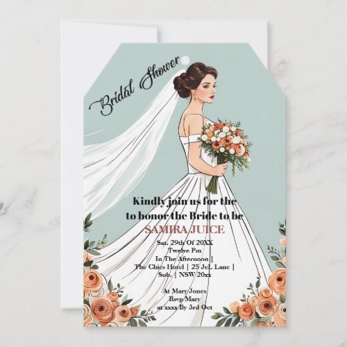 Elegant  Wedding Gown Bridal Shower Invitation