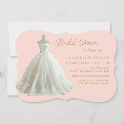 Elegant Wedding Gown Bridal Shower Invitation