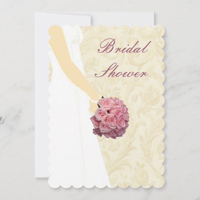 Elegant Wedding Gown Bridal Shower Invitation (Front)