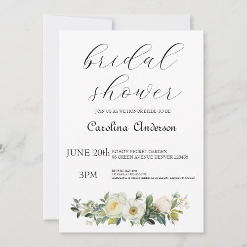 Elegant Wedding Gown Bridal Shower Invitation