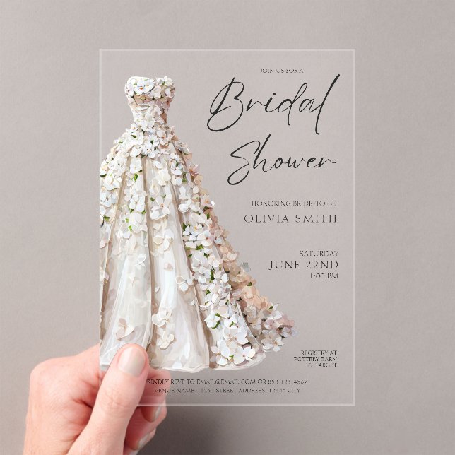 Elegant Wedding Gown Bridal Shower Invitation (Insitu (Handheld))