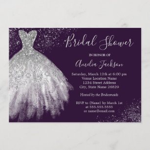 Elegant Wedding Gown Bridal Shower Invitation