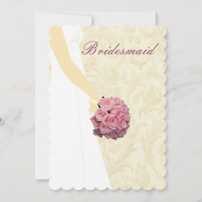 Elegant Wedding Gown Bridesmaid Card (Front)