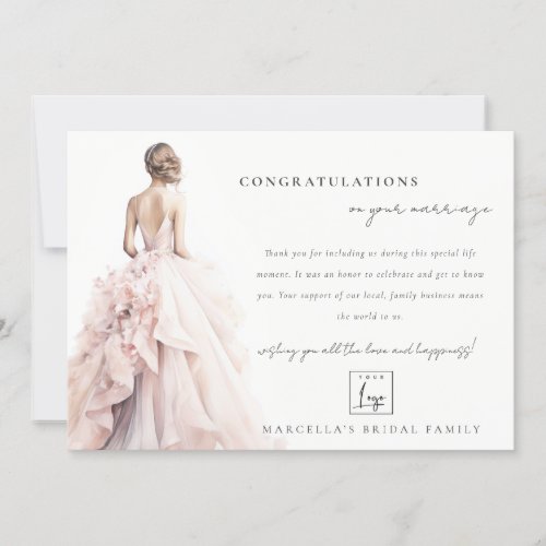Elegant Wedding Gown Business Thanks QR Code Invitation