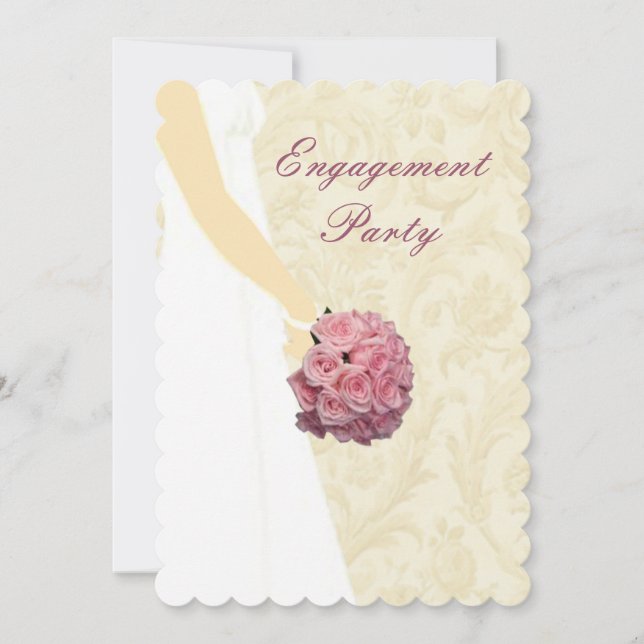 Elegant Wedding Gown Engagement Party Invitation (Front)