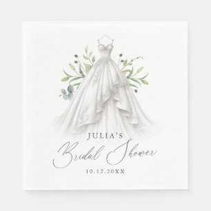 Elegant Wedding Gown Greenery Napkins