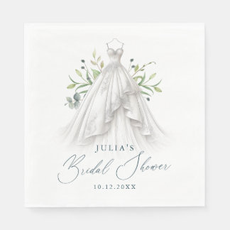 Elegant Wedding Gown Greenery Napkins