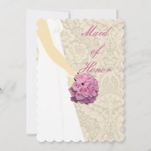 Elegant Wedding Gown Maid Of Honor Card