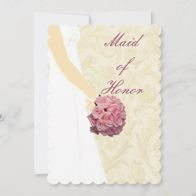 Elegant Wedding Gown Maid Of Honor Card (Front)
