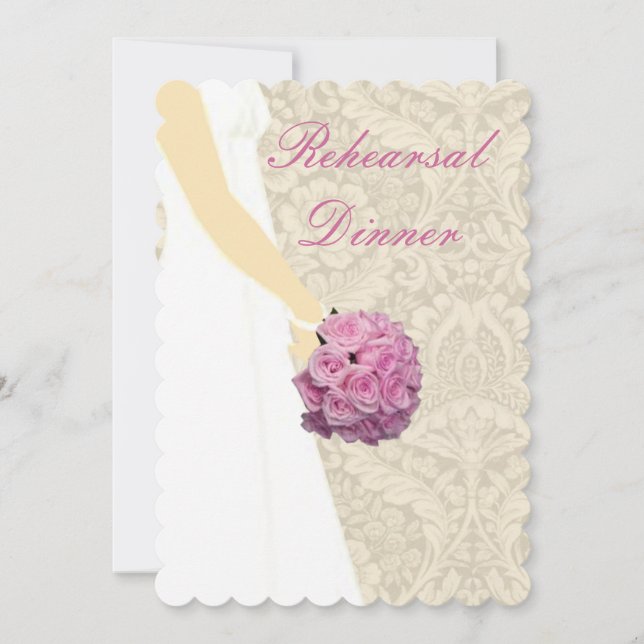 Elegant Wedding Gown Rehearsal Dinner Invitation (Front)