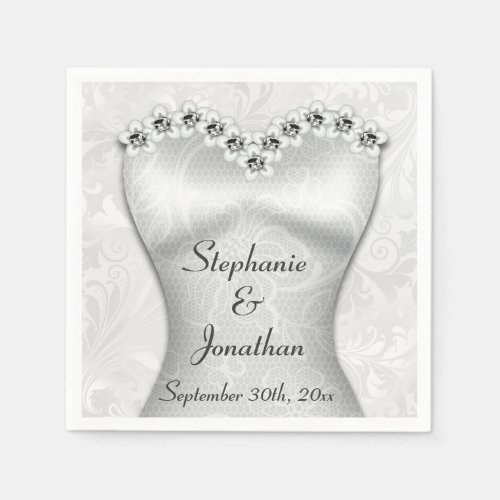 Elegant Wedding Gown Serviettes Paper Napkins