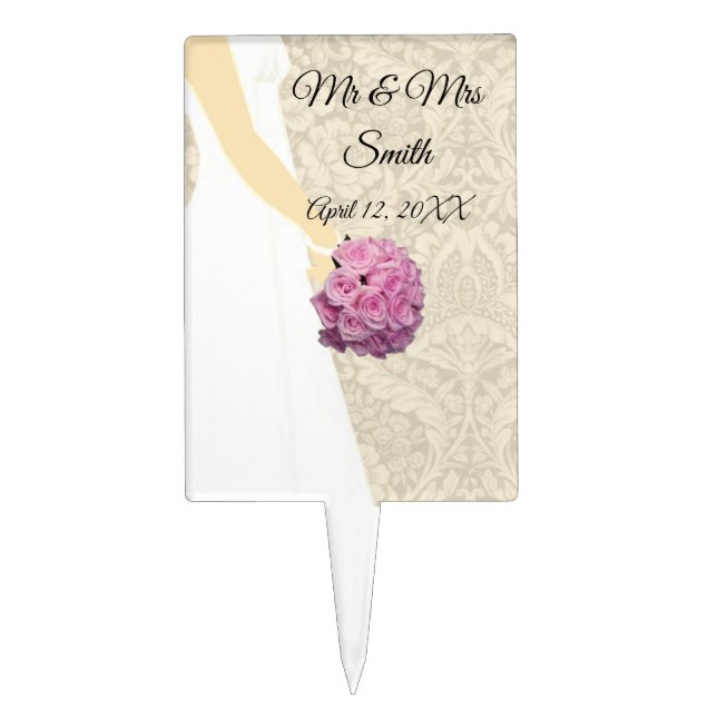 Elegant Wedding Gown Wedding Cake Topper (Front)