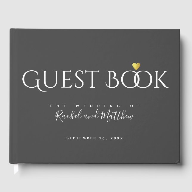 elegant wedding gray sign book (Front)