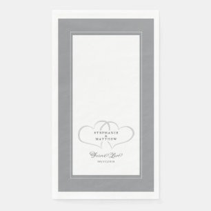 Elegant Wedding Gray & White Hearts Forever Love Paper Guest Towels