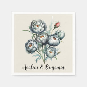Elegant Wedding Green and Gray Bouquet Napkins