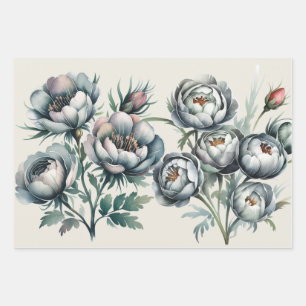Elegant Wedding Green and Gray Bouquet Wrapping Paper Sheets