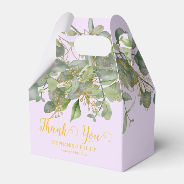 Elegant Wedding  Green Eucalyptus Foliage Wedding  Favor Boxes (Front Side)