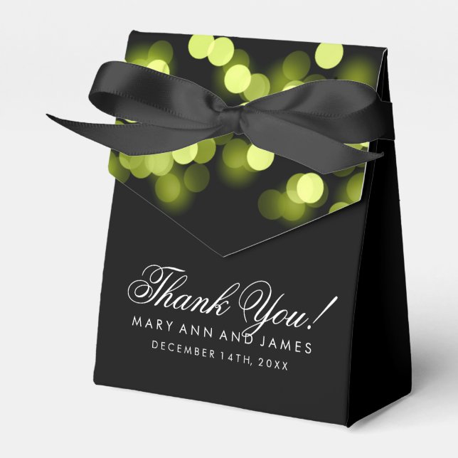 Elegant Wedding Green Hollywood Glam Favor Boxes (Front Side)