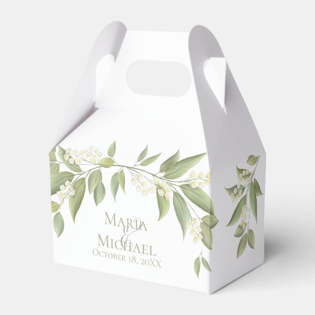 Elegant Wedding Greenery Floral Foliage Favor Boxes (Front Side)