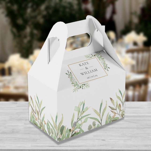 Elegant Wedding Greenery Leaves Favor Boxes (Creator Uploaded)