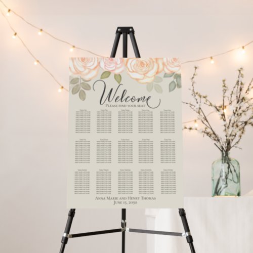 Elegant Wedding Greenery Seating Chart Sage Green Foam Board