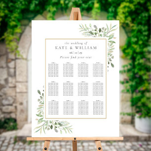 Elegant Wedding Greenery Seating Plan Chart Foam Board