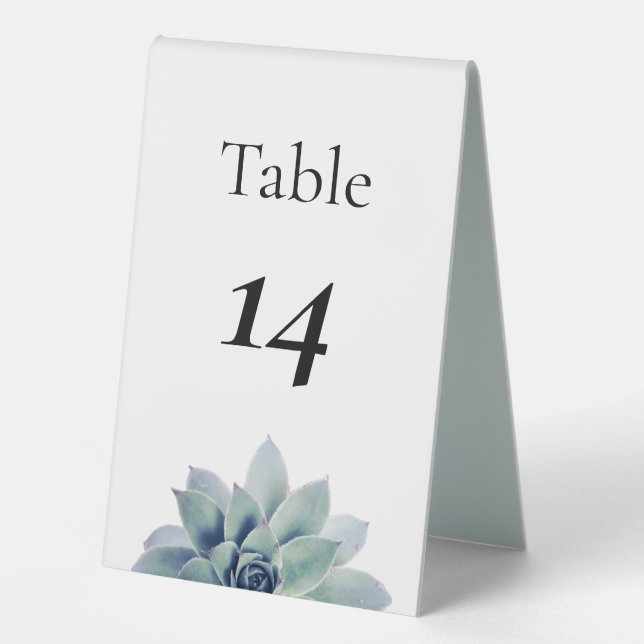 Elegant Wedding Greenery Succulent Table Tent (Front)