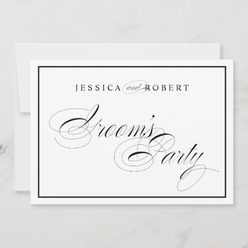 Elegant Wedding Grooms Party Sign Black Border Invitation