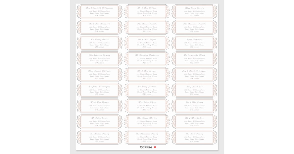 Elegant Wedding Guest Address Labels | Zazzle