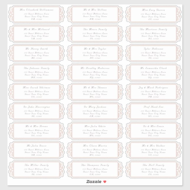 Elegant Wedding Guest Address Labels (Sheet)