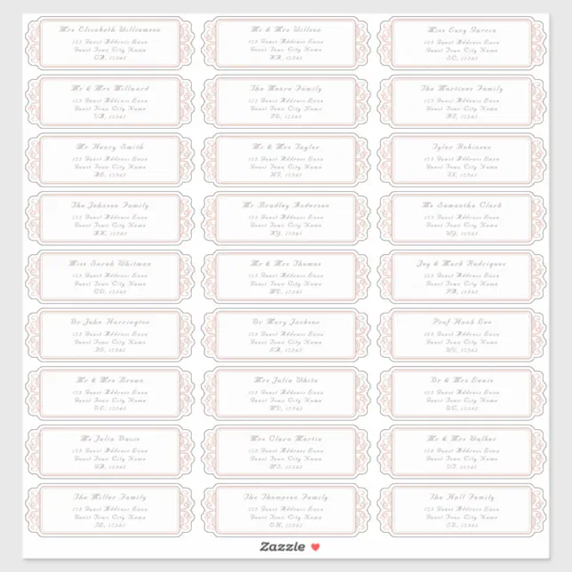 Elegant Wedding Guest Address Labels | Zazzle