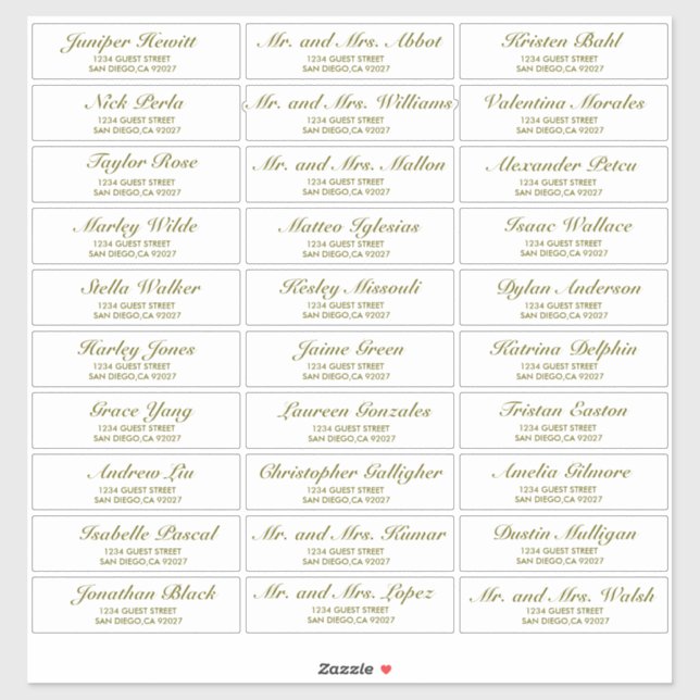 Elegant Wedding Guest Address Labels (Sheet)