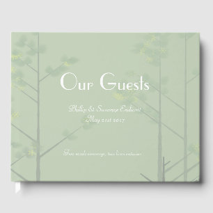Elegant Wedding Guest Book Green Tree Art