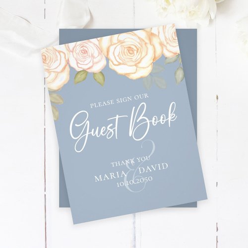 Elegant Wedding Guest Book Sign Dusty Blue Flyer