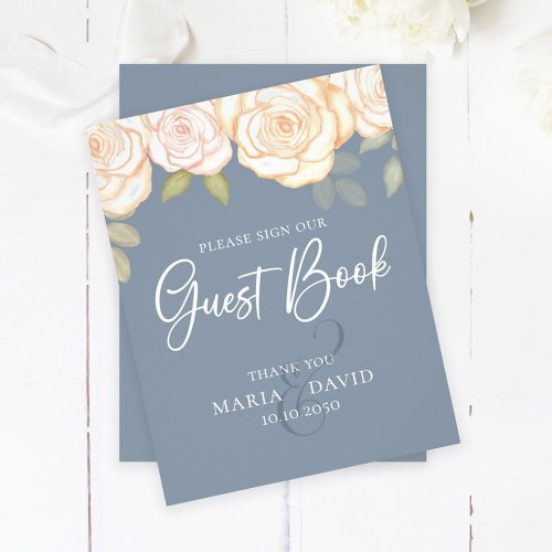Elegant Wedding Guest Book Sign Dusty Blue Flyer