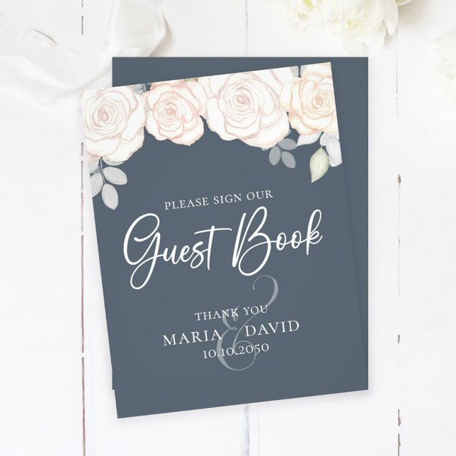 Elegant Wedding Guest Book Sign Dusty Gray Flyer (Creator Uploaded)
