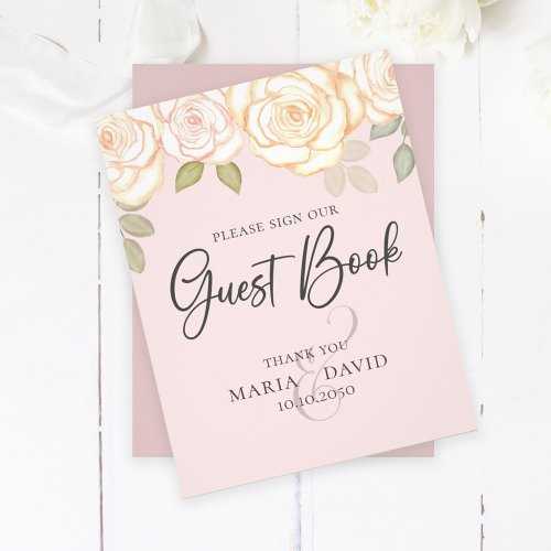 Elegant Wedding Guest Book Sign Floral Coral Flyer