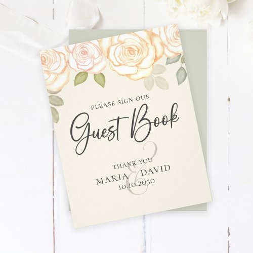 Elegant Wedding Guest Book Sign Floral Sage Flyer