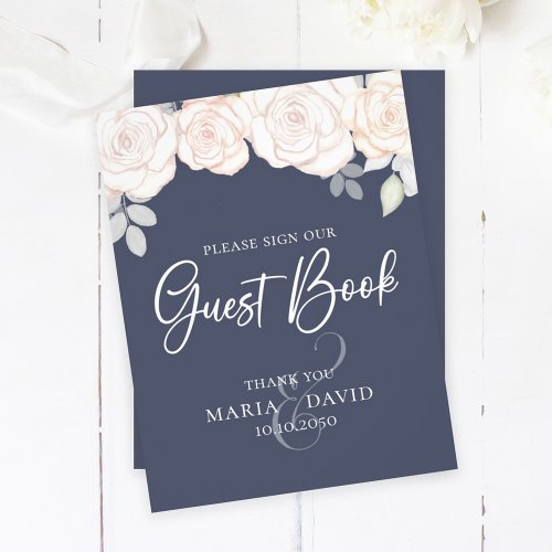 Elegant Wedding Guest Book Sign Slate Blue Flyer