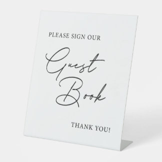 Elegant Wedding Guest Book tabletop Pedestal Sign