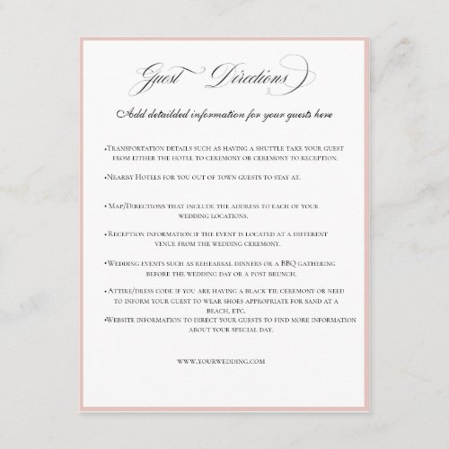 Elegant Wedding Guest Directions Card CharlotteF