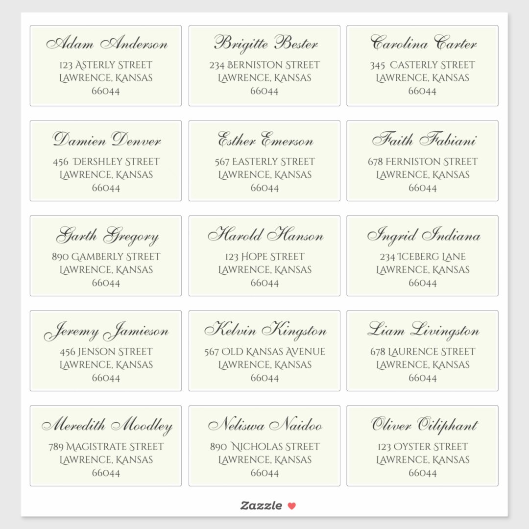 Elegant Wedding Guest Individual Names and Address Sticker | Zazzle