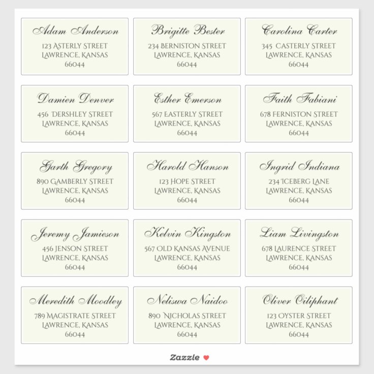 Elegant Wedding Guest Individual Names and Address Sticker | Zazzle