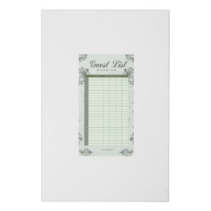 Elegant Wedding Guest List Faux Canvas Print